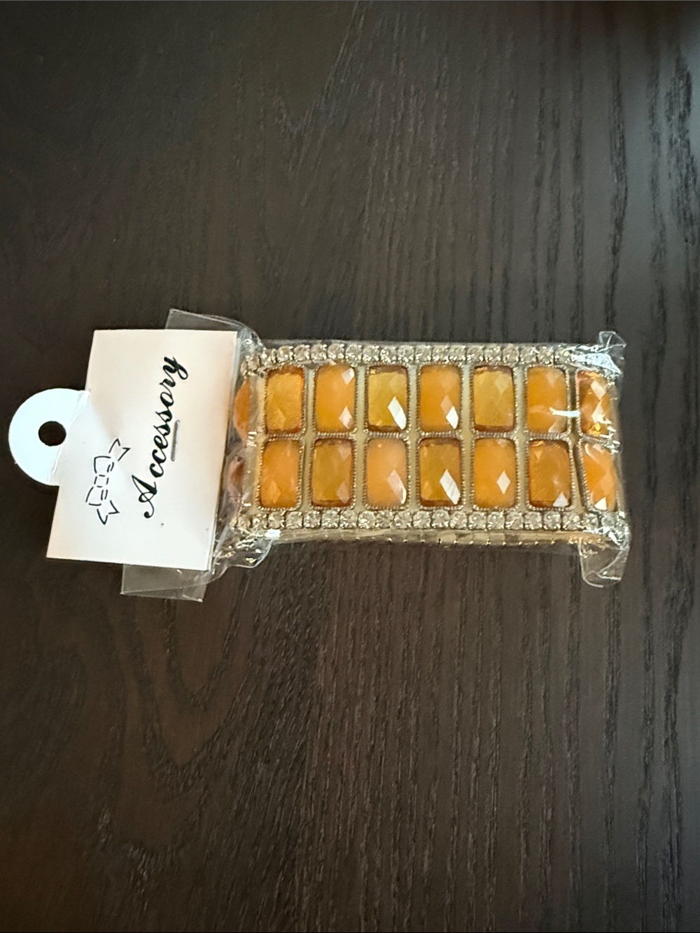 Yellow Stone Stretch Bracelet with Silver Accent